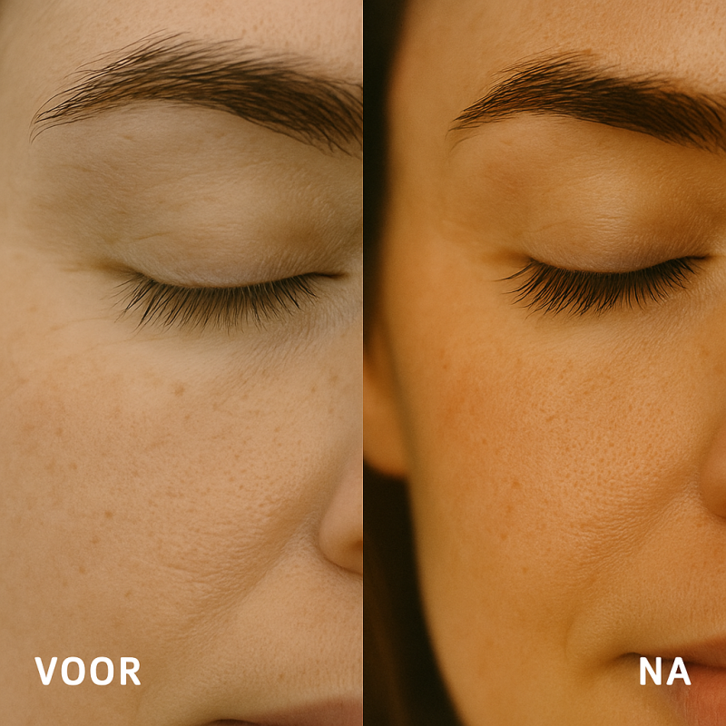 Voor en na foto van wimpers